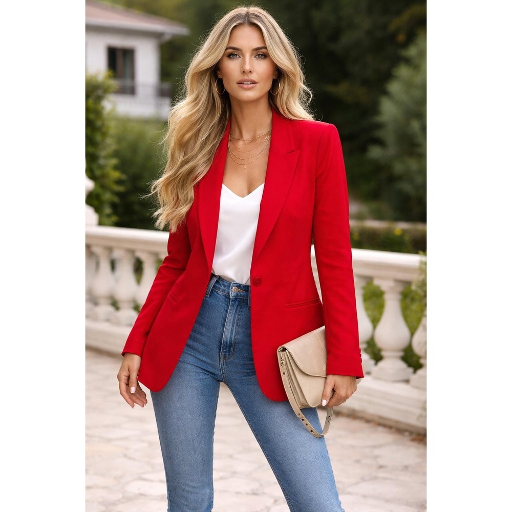 Harvey's Blazer Womens Large Red‎ USA Made Power Suit Career Office Classic